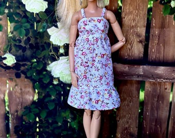 Doll Floral Dress, 11.5 inch Doll Clothing, 1/6 Scale Clothes, Doll Fashion Outfit, Doll Summer Dress, Miniature Dress, Gift for Her