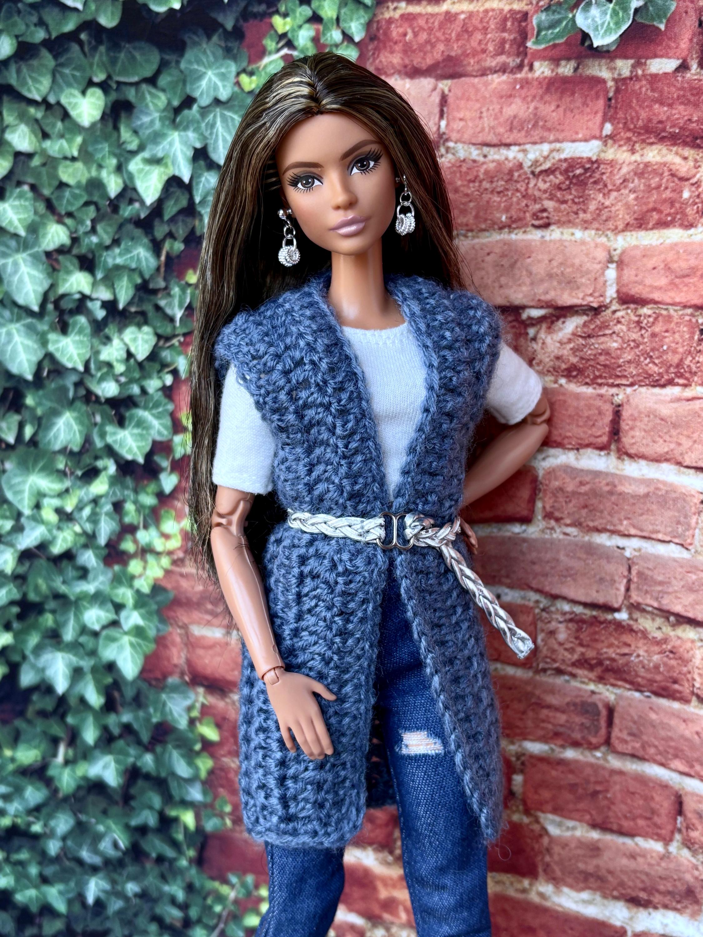 Doll Crochet Vest, Doll Sweater Vest, 11.5 inch Doll Clothing, 1/6 Scale Clothes, Doll Fashion Outfit, Doll Handmade Clothes, Gift for Her