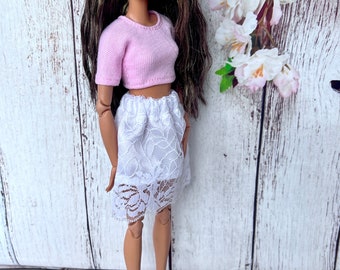 Doll Skirt Handmade Lace Skirt for Doll Handmade 1/6 Scale White Skirt for Doll Fashion Clothes 1/6 Scale Outfit Handmade Gift For Her