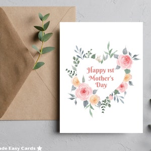 Happy 1st Mothers Day Card, Printable Mothers Day Card, Digital Mothers ...