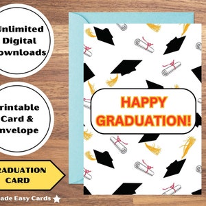 Printable Graduation Card, Digital Download Card, Happy Graduation Card, Congratulations Card, Congrats Grad 2023, Graduation Greeting Card