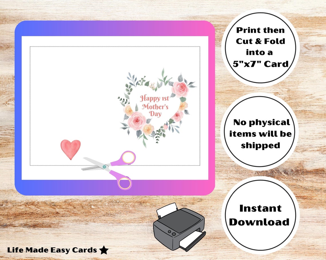 Happy 1st Mothers Day Card, Printable Mothers Day Card, Digital Mothers ...