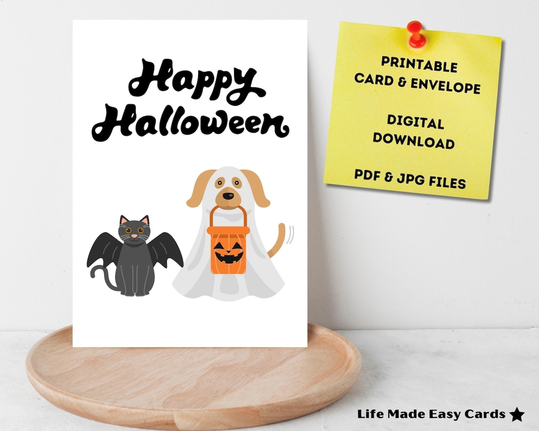 Happy Halloween Card Printable Card and Envelope Template Trick or ...