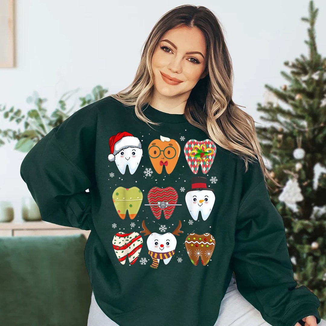 Funny Christmas Teeth Sweatshirt, Christmas Dentist Shirt, Christmas