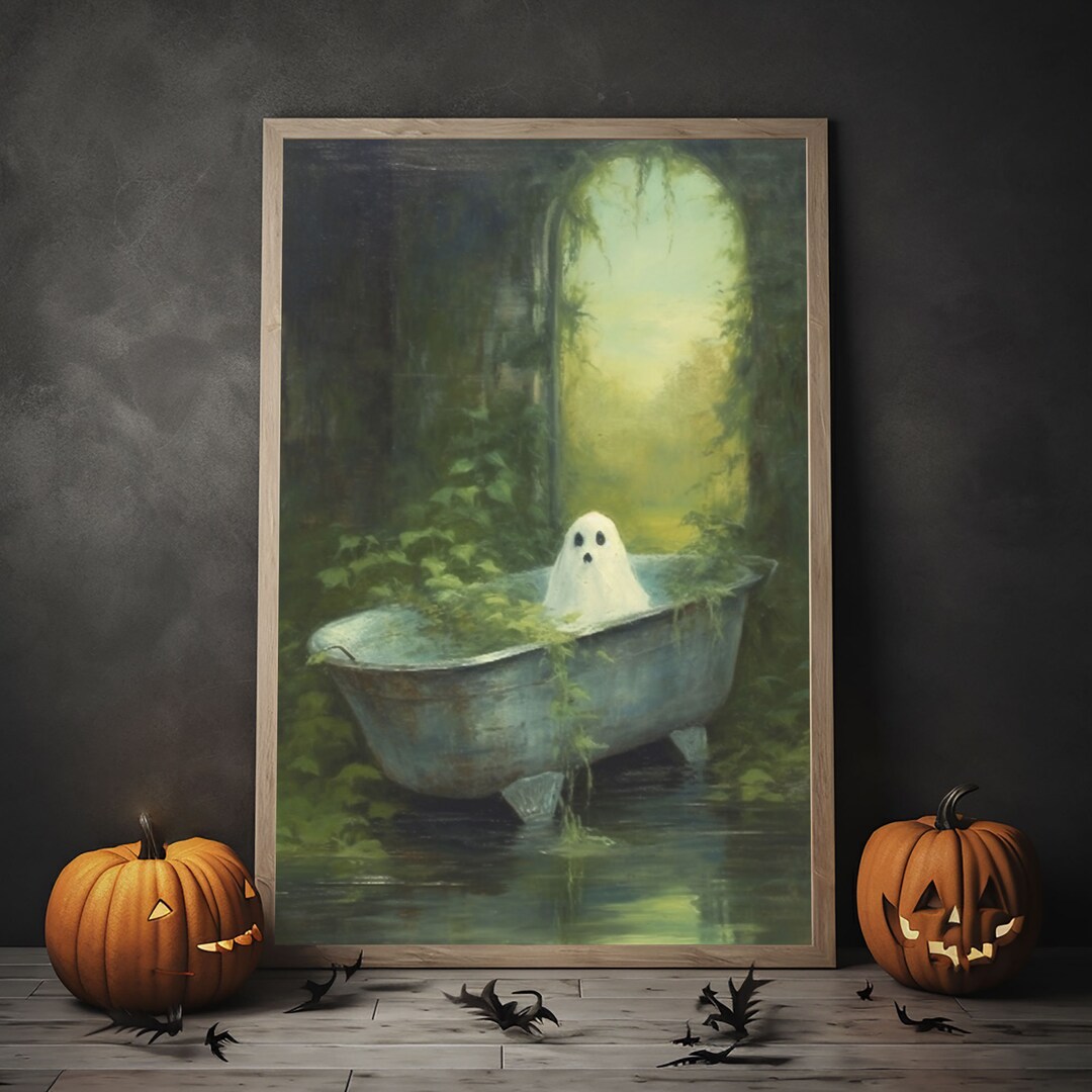 Ghost Bathroom Print Digital PNG Ghost in the Bath Wall Art - Etsy
