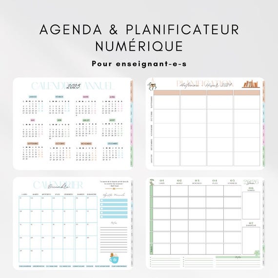 Agenda et planificateur numérique pour enseignants 2026-2027