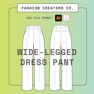 Dress Pant | Digital Fashion Flat Sketch | Vector Drawing | CAD | Tech Pack Template | Clothing | Illustrator .AI | PDF | File Download