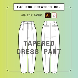 Tapered Pant | Digital Fashion Flat Sketch | Vector Drawing | CAD | Tech Pack Template | Clothing | Illustrator .AI | PDF | File Download
