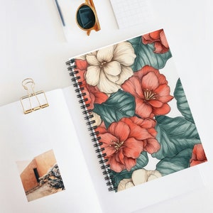 Begonia Floral Spiral Notebook - Cute and Bright Watercolor Style Cover - 6x8 Inch Ruled Journal