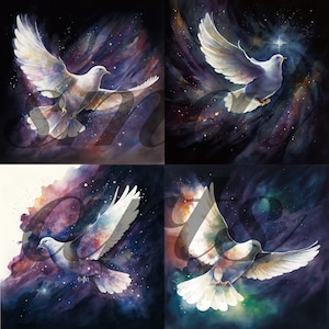 300 DPI, Ethereal Dove, 4K Quality, Clipart, Transparent, Holy Spirit, White Dove, Galaxy art, printable