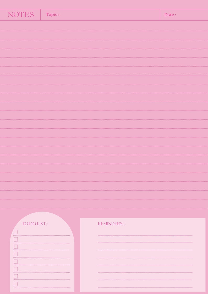 Pretty in Pink Note Template - Etsy