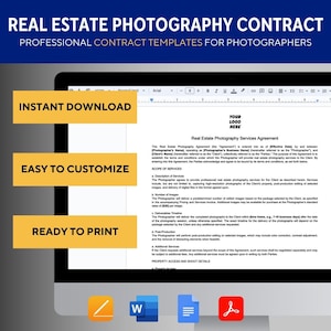Real Estate Photography Contract, Real Estate Photographer Contract Template, Client Contract, Editable Word Document, Photography Business