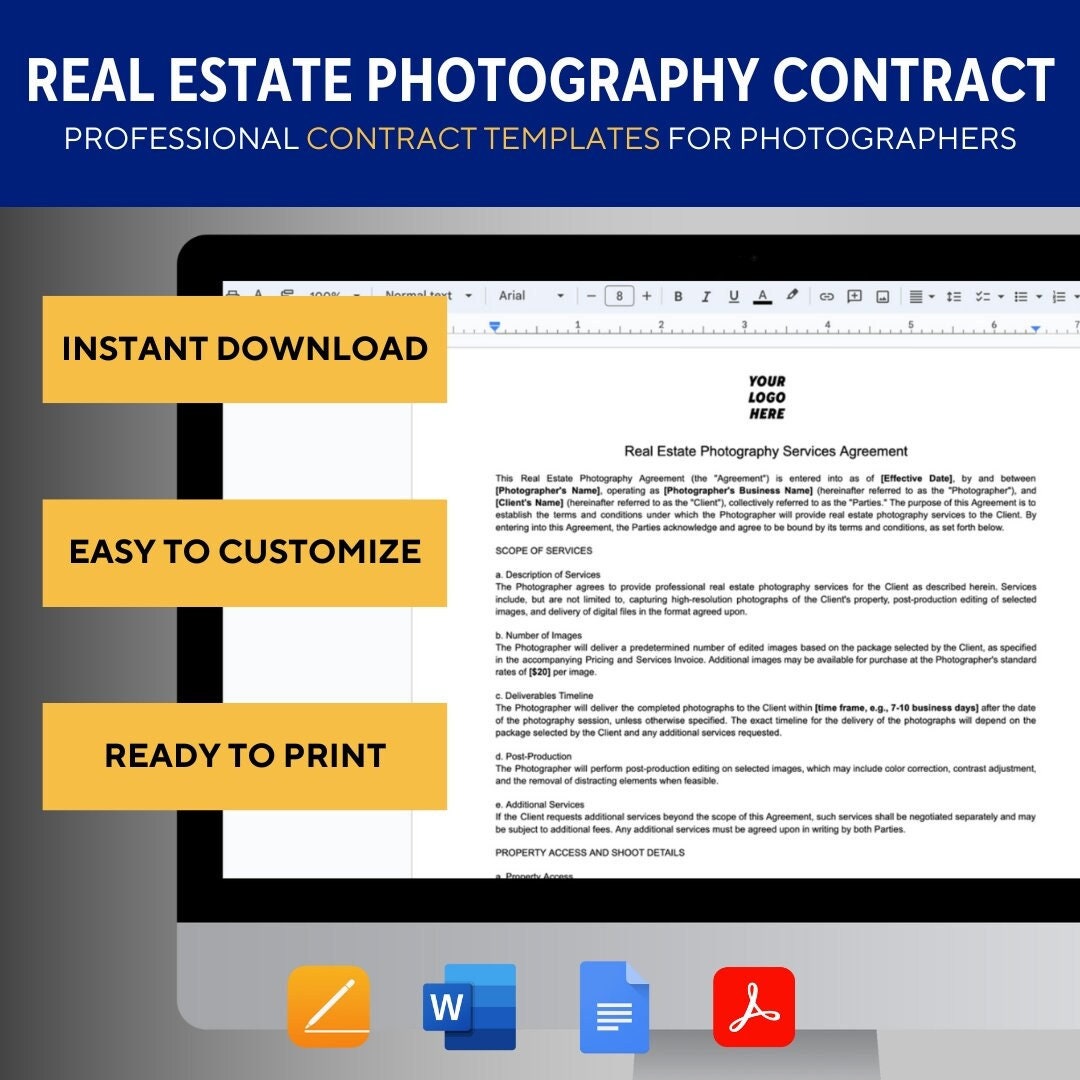 Real Estate Photography Contract Template Customizable Client