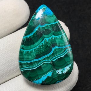 Natural Malachite Chrysocolla, Pear Cabochon, 34x23x6 MM, 47 CTS, Beautiful Cabochon,#13037
