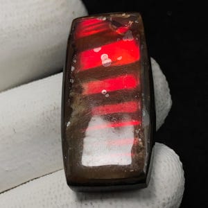 Red Fiery Ammolite, Cushion Cabochon, 33x16x5 MM, 30 CTS, Beautiful Cabochon,#15549