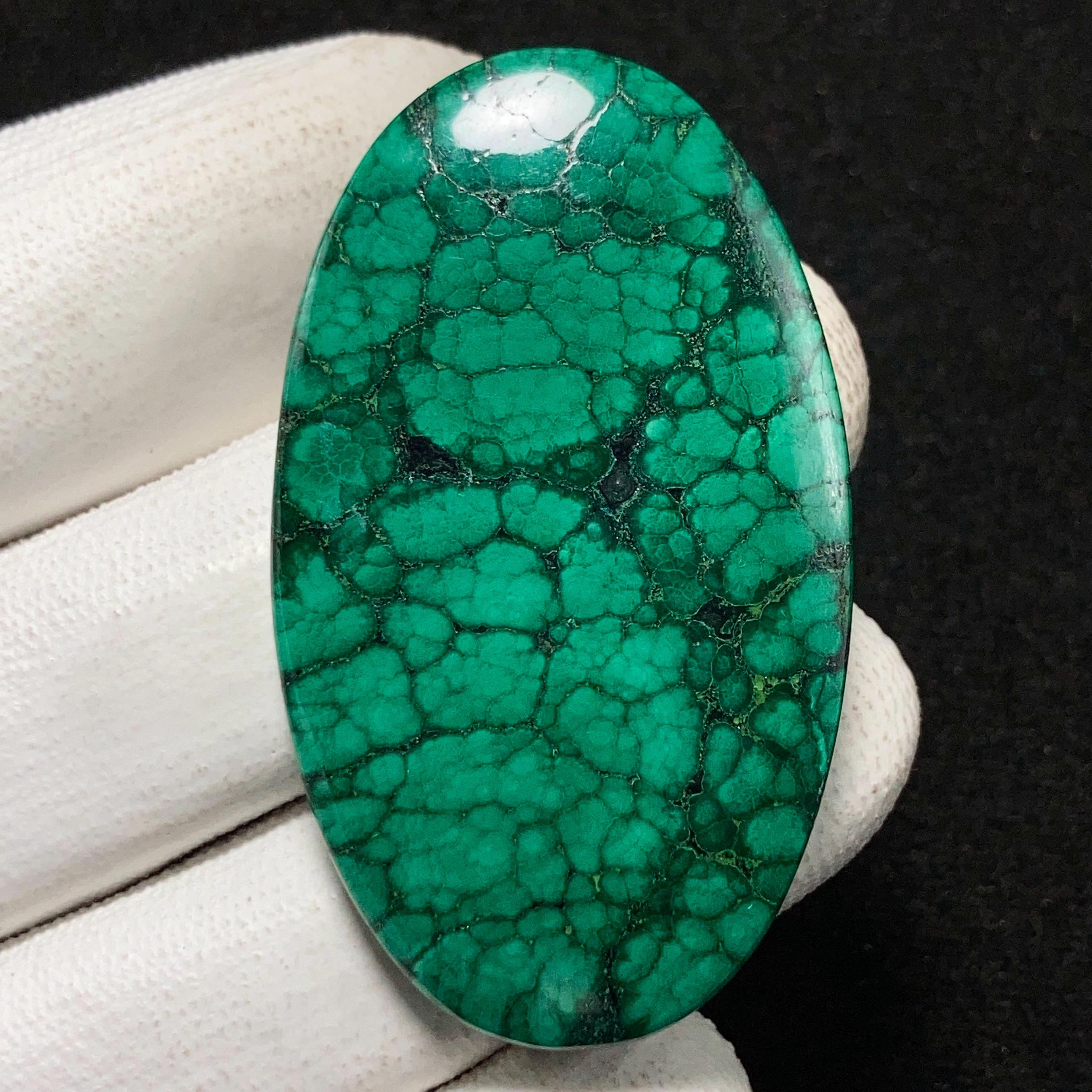 ミーメ　天然石 Natural Malachite, Oval Cabochon, 51x30x6 MM, 111 Cts