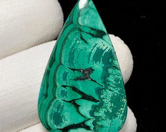 Natural Malachite, Pear Cabochon, 39x23x6 MM, 58 CTS, Beautiful Cabochon,#19814