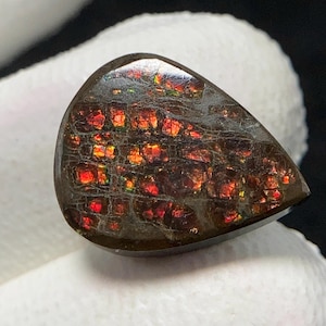 Ammolite, Pear Cabochon, 17x14x4 MM, 10 CTS, Beautiful Cabochon,#15624