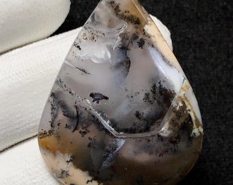 Opala dendrítica também conhecida como Merlinita, cabochão de pêra, 43x32x5 MM, 51 CTS, lindo cabochão,#17198