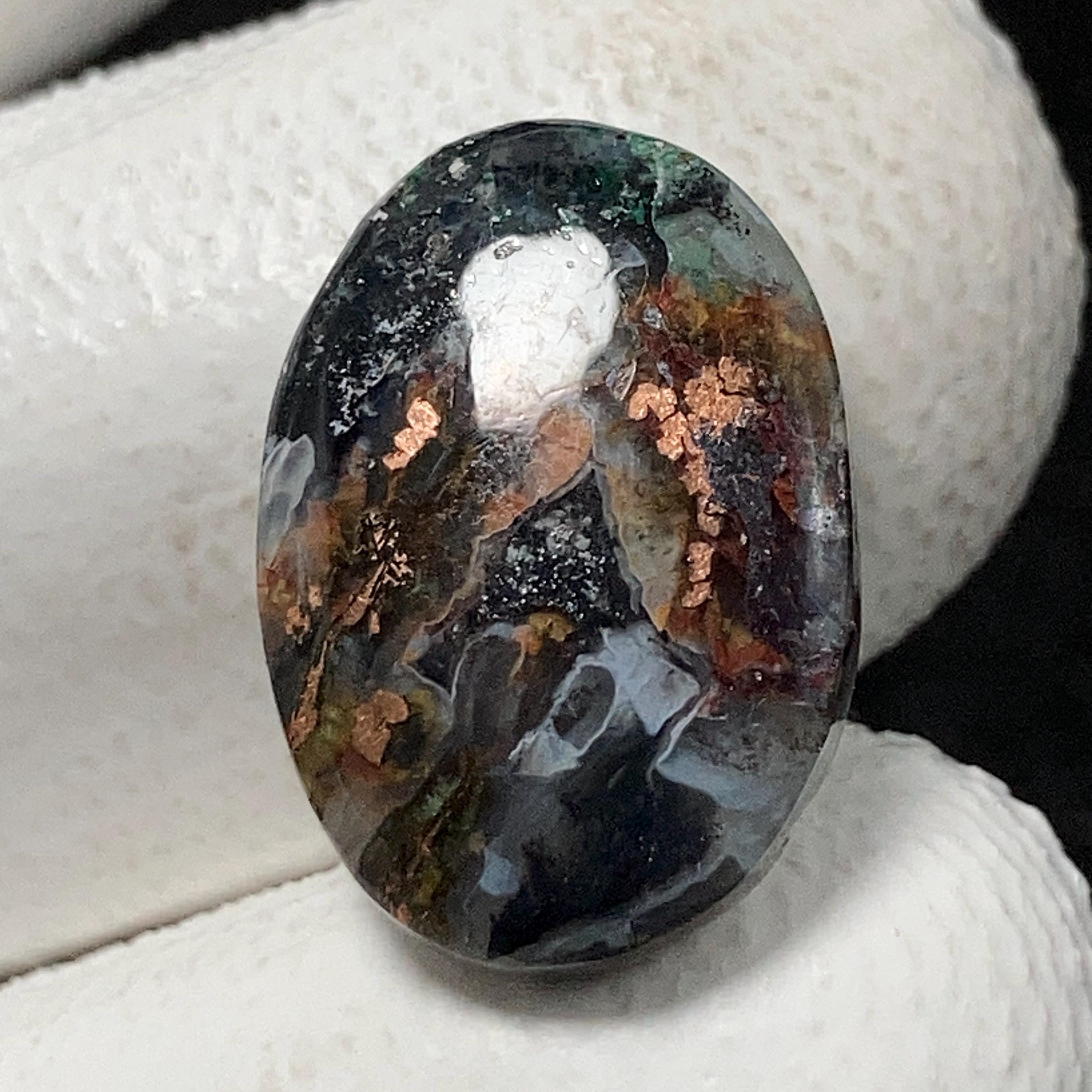 Natural Native Copper Chrysocolla, Oval Cabochon, 17x12x4 MM, 7 CTS,Beautiful Cabochon,#15168