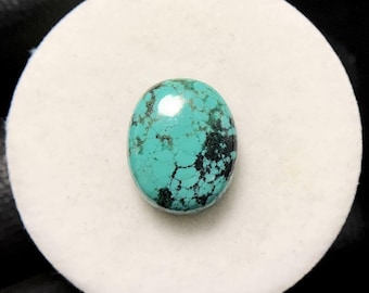 Natural Hubei Turquoise, Oval Cabochon, 13x11x5 MM, 6 CTS, Beautiful Cabochon,#18455