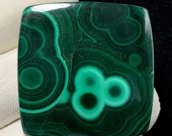 Malachite, Cabochon a cuscino, 37x37x6 mm, 128 carati, Bellissimo cabochon, n. A-21066