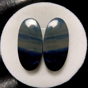 Leland Blue Mountain Stone AKA Blue Slag Pair, Oval Cabochon, 26x14x4 MM, 27 CTS, Beautiful Cabochon, #19185