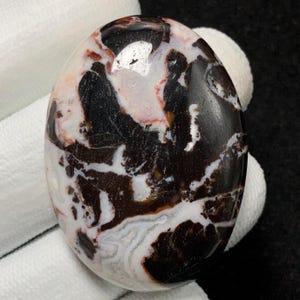 Natural Zebra Lace Agate, Oval Cabochon, 41x31x9 MM, 96 CTS, Beautiful Cabochon,#11514