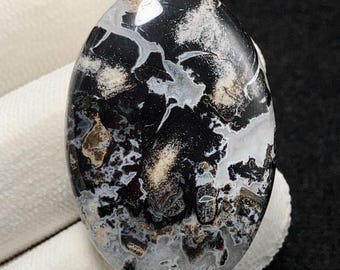 Black Galaxy Crazy Lace Agate, Oval Cabochon, 37x26x7 MM, 54 CTS,Beautiful Cabochon,#13475
