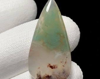 Calcédoine aqua chrome, cabochon poire, 34 x 17 x 5 mm, 23 CTS, beau cabochon, n° 17036