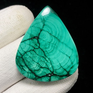 Natural Malachite, Pear Cabochon, 35x24x5 MM, 55 CTS,  Beautiful Cabochon,#10676