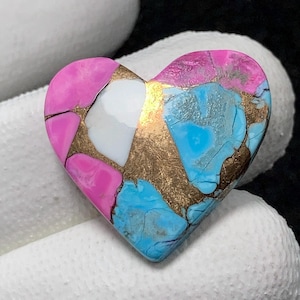 Cotton Candy Turquoise, Heart Cabochon, 22x23x4 MM, 15 CTS, Beautiful Cabochon,#16337