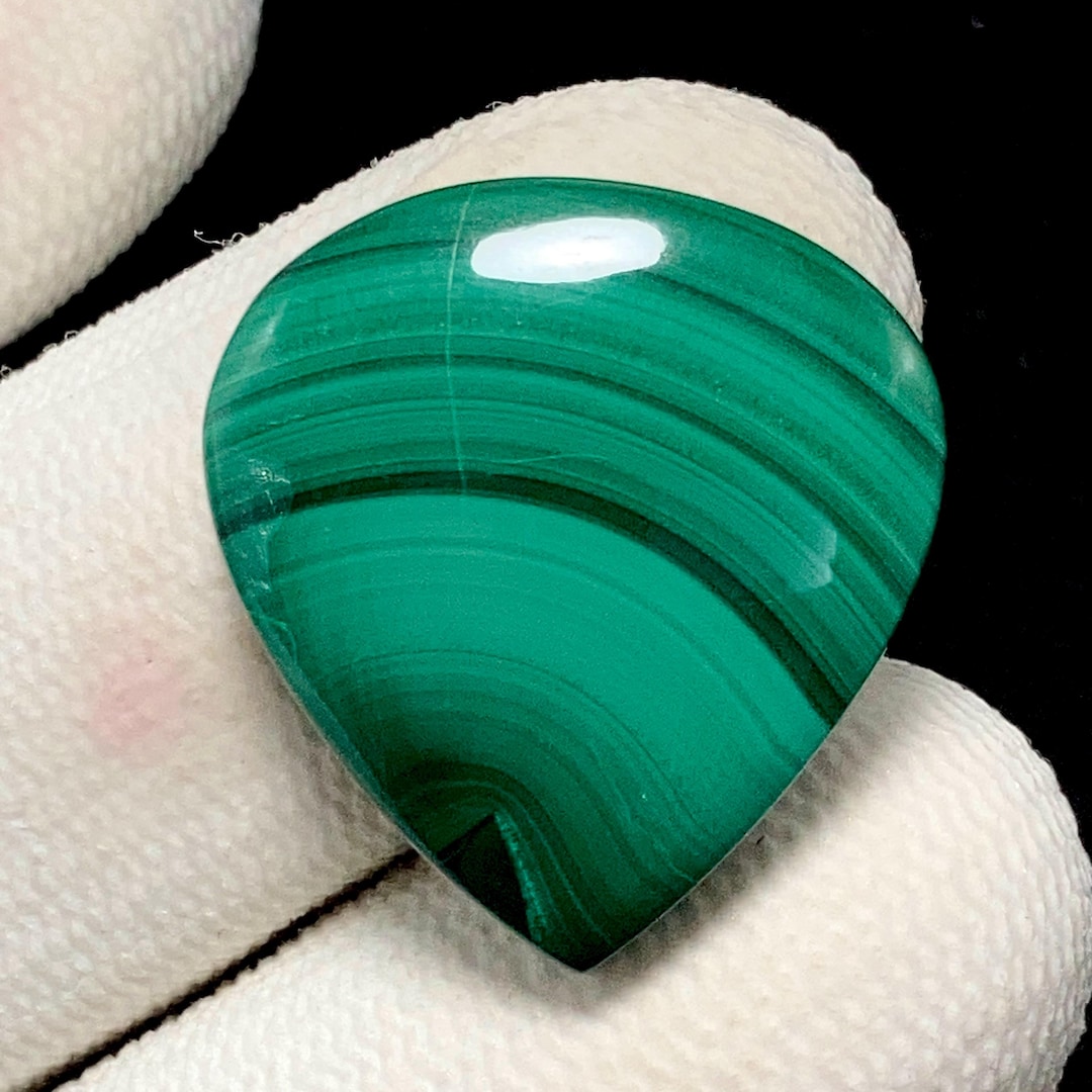Banded Malachite, Copper Mineral, Pear Cabochon, 22x20x5 MM, 24 CTS ...