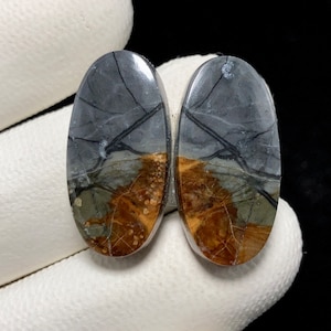 Natural Picasso Jasper Pair , Oval Cabochon, 24x12x4 MM, 27 CTS, Beautiful Cabochon, #9070