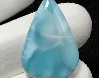 Natural Larimar, Pear Cabochon, 28x18x5 MM, 18 CTS, Beautiful Cabochon,#16356