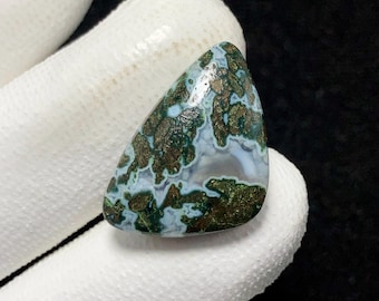 Natural Scenic  Moss Agate, Freeform Cabochon, 24x16x5 MM, 14 CTS,  Beautiful Cabochon,#10959