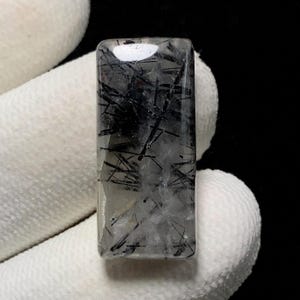 Black Rutile Quartz , Cushion Cabochon, 24x11x5 MM, 15 CTS, Beautiful Cabochon, #13435