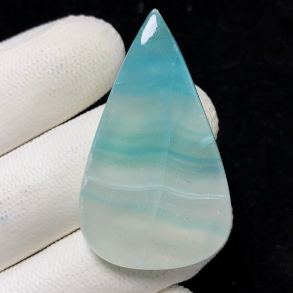 Natural Aquatic Caribbean Calcite, Pear Cabochon, 43x26x6 MM, 56 CTS, Beautiful Cabochon, #7836