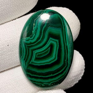 Chevron Malachite , Oval Cabochon, 32x22x5 MM, 40 CTS, Beautiful Cabochon,#18032