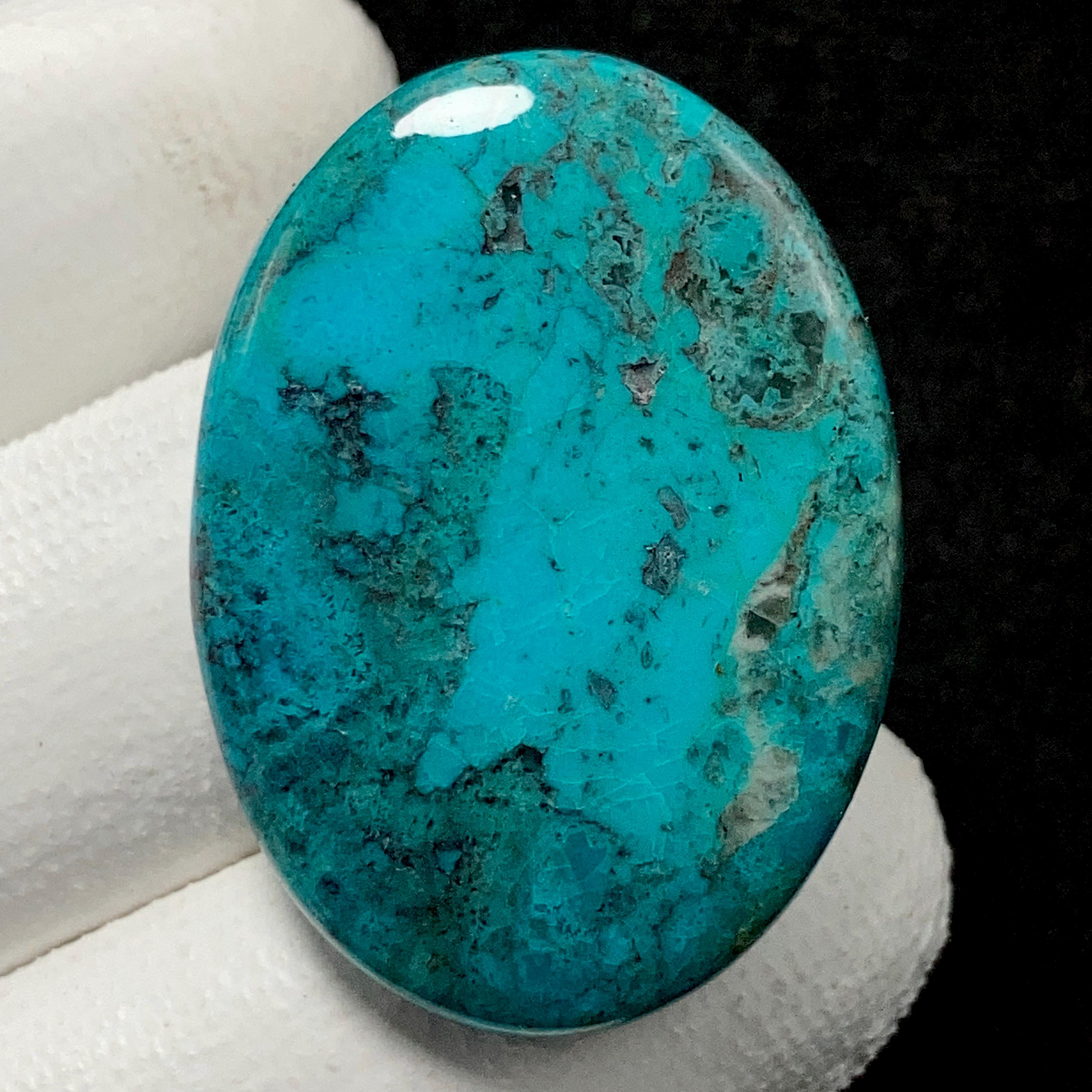 Natural Gem Silica Chrysocolla, Oval Cabochon, 35x25x6 MM, 32 CTS