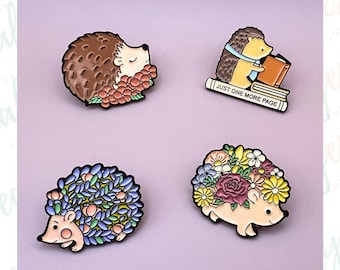 Cute Hedgehog Badge Enamel Pin, Enamel Pins for Hedgehog Lover and Book Lover, Cool Enamel Pins for Hat Backpack Jacket