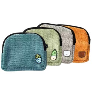 Velvet Zipper Pouch with Pin: Small Travel Wallet