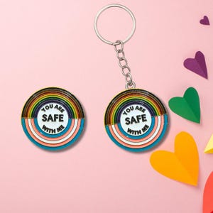 You Are Safe with Me Pin, You Are Safe with Me Keychain, Sounds Gay I&#39;m in, LGBTQ+ Enamel Pin, Pride Enamel Pin, DNA Pride Enamel Pin