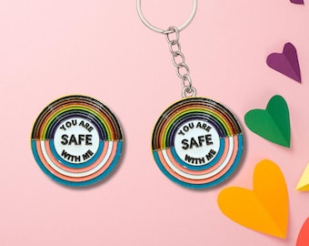 You Are Safe With Me Pride Enamel Pin: LGBTQ+ Progress Flag