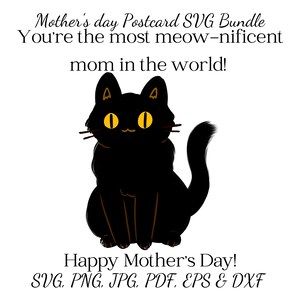 Cat mom Mother's Day Custom Postcard meow pun for mom of cat PNG Mother's day download PNG mother day gift personalized printable card