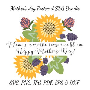 Muttertag blumige benutzerdefinierte Postkarte für Mama PNG Muttertag download PNG Muttertag Geschenk personalisierte druckbare Karte gelbe Blumen