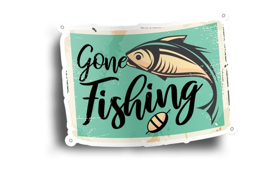 Gone Fishing Vintage Sticker, Vintage Fishing Laptop Stickers