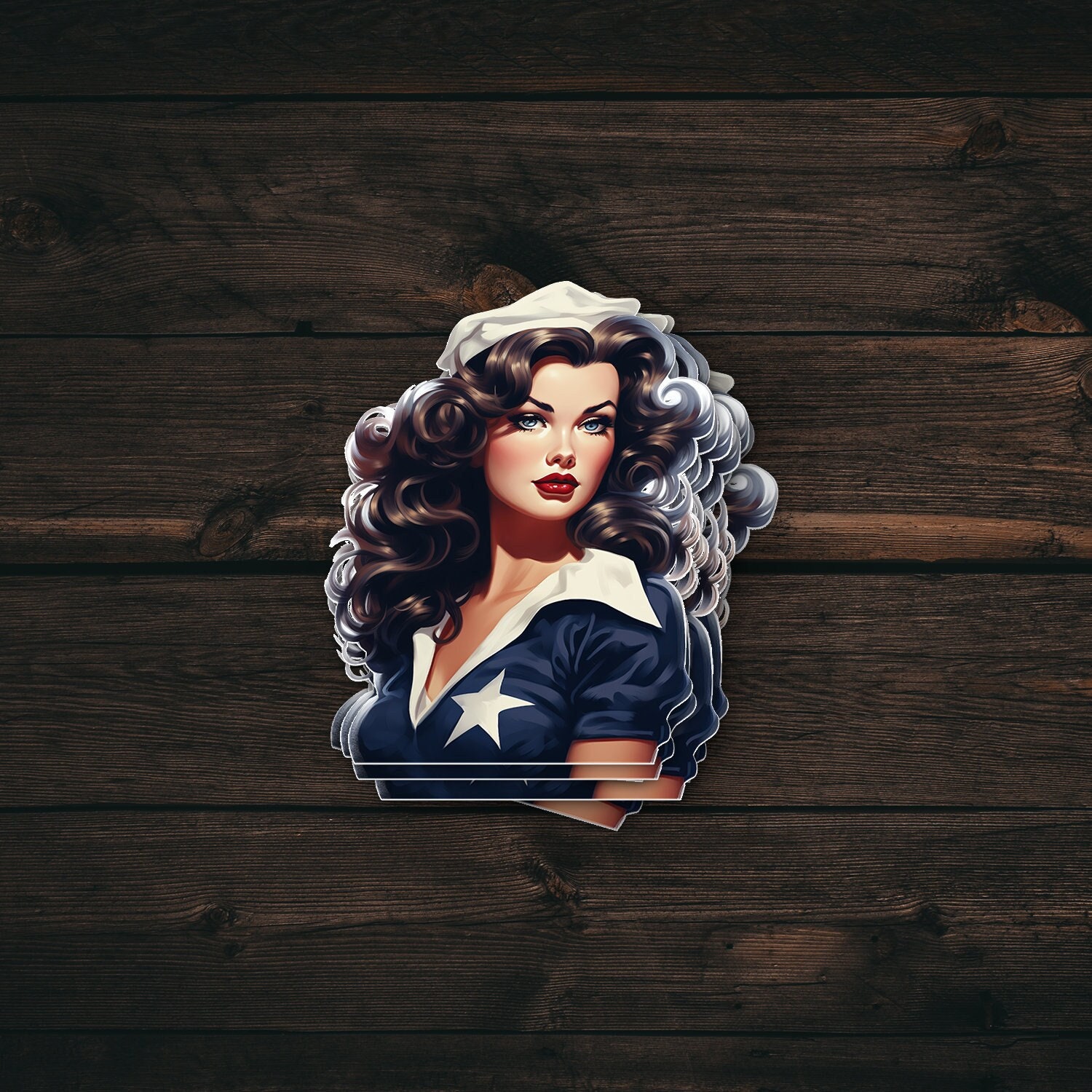 Retro Navy Pinup Girl Sticker, 50s Navy Laptop Stickers, 50s Retro Stickers, Pin up Stickers
