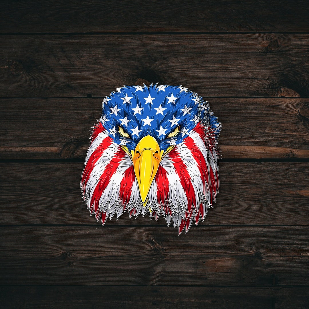 American Eagle Flag Sticker USA Eagle Stickers Patriotic Etsy