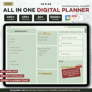 All in One 2025 Digital Planner, Goodnotes Planner, Daily Planner, iPad Planner, Digital Journal, Dated Planner, Digital Planner